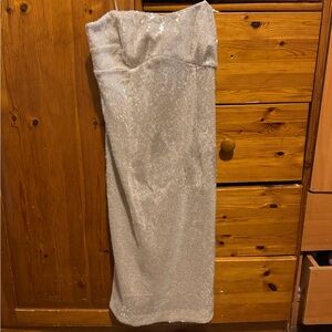 Guess Silver Sequin Strapless Dress